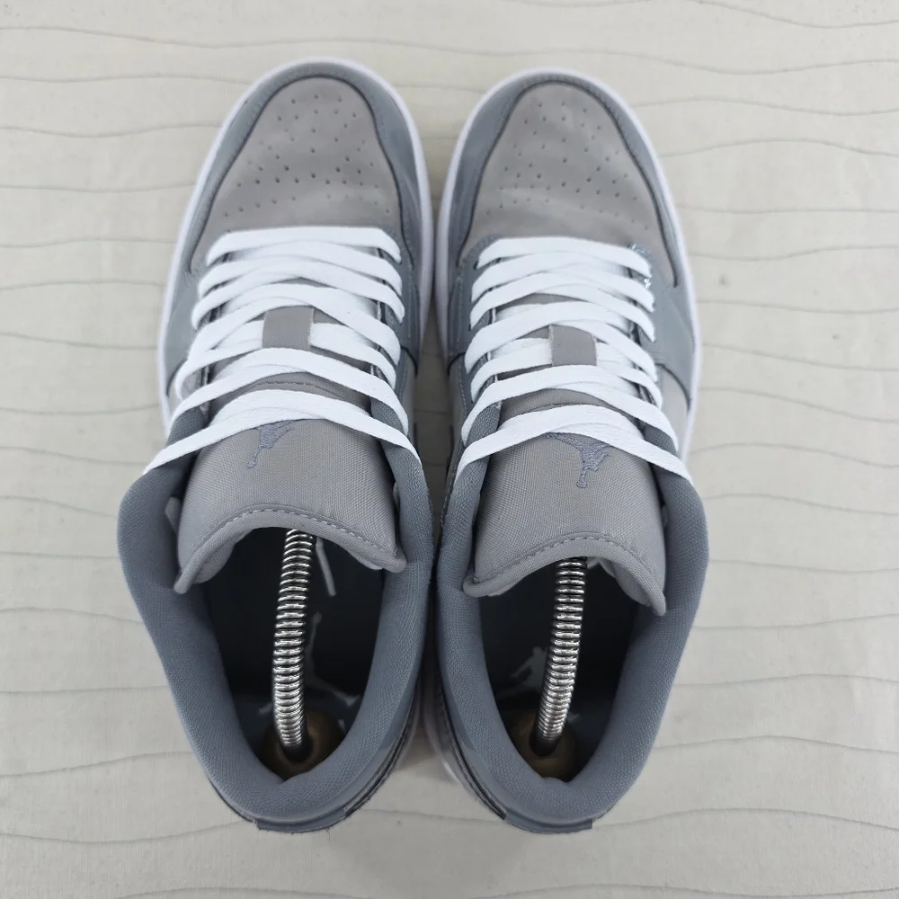 Air Jordan Mens 1 SE Low Patent Cool Grey White Sneakers Shoes HF3148-011 Sz 8.5